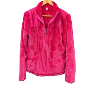 Exertek Fleece Womens Large‎ Jacket Pink Breast Cancer Ribbon Awareness